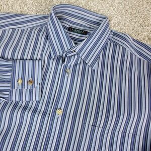 Canali Sportswear Mens Large Blue Striped Button Up Long Sleeve
